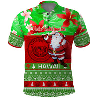Personalised Hawaii Christmas Polo Shirt Mele Kalikimaka Hawaiian Santa Tropical Vibes LT14 Red - Polynesian Pride