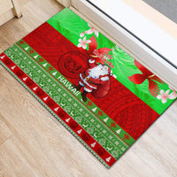 Personalised Hawaii Christmas Rubber Doormat Mele Kalikimaka Hawaiian Santa Tropical Vibes LT14 - Polynesian Pride
