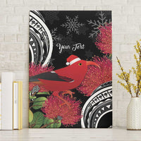 Personalized Mele Kalikimaka Hawaii Canvas Wall Art I'iwi Bird With Ohia Lehua - Black Color LT14 Without Frame Black - Polynesian Pride