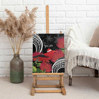 Personalized Mele Kalikimaka Hawaii Canvas Wall Art I'iwi Bird With Ohia Lehua - Black Color LT14 - Polynesian Pride