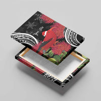 Personalized Mele Kalikimaka Hawaii Canvas Wall Art I'iwi Bird With Ohia Lehua - Black Color LT14 - Polynesian Pride