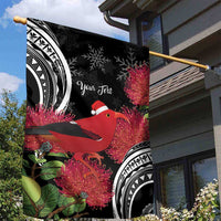 Personalized Mele Kalikimaka Hawaii Garden Flag I'iwi Bird With Ohia Lehua - Black Color LT14 - Polynesian Pride