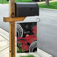 Personalized Mele Kalikimaka Hawaii Garden Flag I'iwi Bird With Ohia Lehua - Black Color LT14 - Polynesian Pride