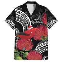 Personalized Mele Kalikimaka Hawaii Hawaiian Shirt I'iwi Bird With Ohia Lehua - Black Color LT14 Black - Polynesian Pride