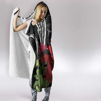 Personalized Mele Kalikimaka Hawaii Hooded Blanket I'iwi Bird With Ohia Lehua - Black Color LT14 - Polynesian Pride