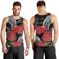 Personalized Mele Kalikimaka Hawaii Men Tank Top I'iwi Bird With Ohia Lehua - Black Color LT14 - Polynesian Pride