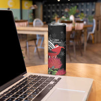 Personalized Mele Kalikimaka Hawaii Skinny Tumbler I'iwi Bird With Ohia Lehua - Black Color