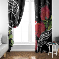 Personalized Mele Kalikimaka Hawaii Window Curtain I'iwi Bird With Ohia Lehua - Black Color LT14 - Polynesian Pride