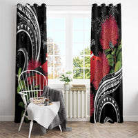 Personalized Mele Kalikimaka Hawaii Window Curtain I'iwi Bird With Ohia Lehua - Black Color LT14 - Polynesian Pride