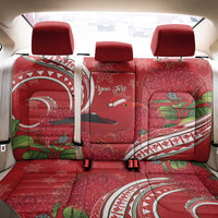 Personalized Mele Kalikimaka Hawaii Back Car Seat Cover I'iwi Bird With Ohia Lehua - Red Color