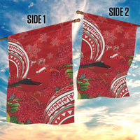 Personalized Mele Kalikimaka Hawaii Garden Flag I'iwi Bird With Ohia Lehua - Red Color LT14 - Polynesian Pride