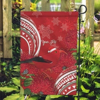 Personalized Mele Kalikimaka Hawaii Garden Flag I'iwi Bird With Ohia Lehua - Red Color LT14 Garden Flag Red - Polynesian Pride