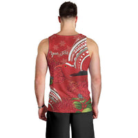 Personalized Mele Kalikimaka Hawaii Men Tank Top I'iwi Bird With Ohia Lehua - Red Color LT14 - Polynesian Pride
