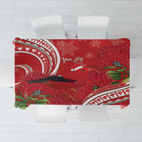 Personalized Mele Kalikimaka Hawaii Tablecloth I'iwi Bird With Ohia Lehua - Red Color LT14 Red - Polynesian Pride