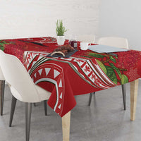 Personalized Mele Kalikimaka Hawaii Tablecloth I'iwi Bird With Ohia Lehua - Red Color LT14 - Polynesian Pride
