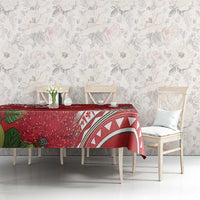 Personalized Mele Kalikimaka Hawaii Tablecloth I'iwi Bird With Ohia Lehua - Red Color LT14 - Polynesian Pride