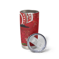 Personalized Mele Kalikimaka Hawaii Tumbler Cup I'iwi Bird With Ohia Lehua - Red Color