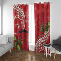 Personalized Mele Kalikimaka Hawaii Window Curtain I'iwi Bird With Ohia Lehua - Red Color LT14 With Grommets Red - Polynesian Pride
