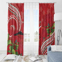 Personalized Mele Kalikimaka Hawaii Window Curtain I'iwi Bird With Ohia Lehua - Red Color LT14 - Polynesian Pride