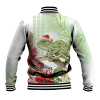 Pastel Green Hawaii Chameleon Christmas Baseball Jacket Mele Kalikimaka Kakau - Watercolor LT14 - Polynesian Pride