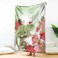 Pastel Green Hawaii Chameleon Christmas Blanket Mele Kalikimaka Kakau - Watercolor LT14 - Polynesian Pride