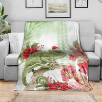 Pastel Green Hawaii Chameleon Christmas Blanket Mele Kalikimaka Kakau - Watercolor LT14 - Polynesian Pride