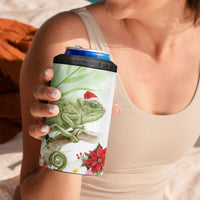 Pastel Green Hawaii Chameleon Christmas 4 in 1 Can Cooler Tumbler Mele Kalikimaka Kakau - Watercolor