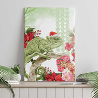 Pastel Green Hawaii Chameleon Christmas Canvas Wall Art Mele Kalikimaka Kakau - Watercolor LT14 - Polynesian Pride