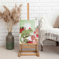 Pastel Green Hawaii Chameleon Christmas Canvas Wall Art Mele Kalikimaka Kakau - Watercolor LT14 - Polynesian Pride