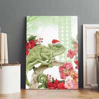 Pastel Green Hawaii Chameleon Christmas Canvas Wall Art Mele Kalikimaka Kakau - Watercolor LT14 - Polynesian Pride