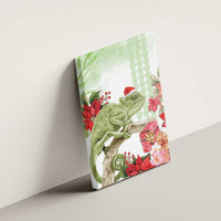 Pastel Green Hawaii Chameleon Christmas Canvas Wall Art Mele Kalikimaka Kakau - Watercolor LT14 - Polynesian Pride