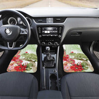 Pastel Green Hawaii Chameleon Christmas Car Mats Mele Kalikimaka Kakau - Watercolor LT14 Set 2pcs - Front Green - Polynesian Pride