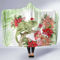 Pastel Green Hawaii Chameleon Christmas Hooded Blanket Mele Kalikimaka Kakau - Watercolor LT14 One Size Green - Polynesian Pride