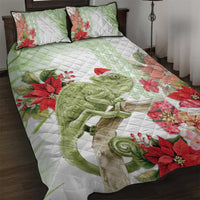 Pastel Green Hawaii Chameleon Christmas Quilt Bed Set Mele Kalikimaka Kakau - Watercolor LT14 Green - Polynesian Pride