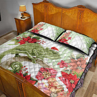Pastel Green Hawaii Chameleon Christmas Quilt Bed Set Mele Kalikimaka Kakau - Watercolor LT14 - Polynesian Pride