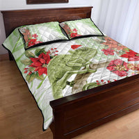 Pastel Green Hawaii Chameleon Christmas Quilt Bed Set Mele Kalikimaka Kakau - Watercolor LT14 - Polynesian Pride
