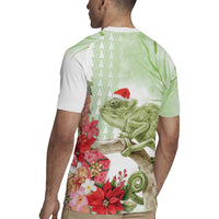Pastel Green Hawaii Chameleon Christmas Rugby Jersey Mele Kalikimaka Kakau - Watercolor LT14 - Polynesian Pride