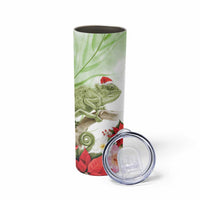 Pastel Green Hawaii Chameleon Christmas Skinny Tumbler Mele Kalikimaka Kakau - Watercolor