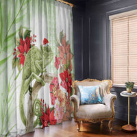 Pastel Green Hawaii Chameleon Christmas Window Curtain Mele Kalikimaka Kakau - Watercolor LT14 - Polynesian Pride
