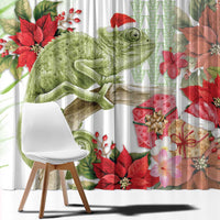 Pastel Green Hawaii Chameleon Christmas Window Curtain Mele Kalikimaka Kakau - Watercolor LT14 - Polynesian Pride