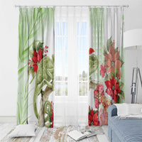 Pastel Green Hawaii Chameleon Christmas Window Curtain Mele Kalikimaka Kakau - Watercolor LT14 - Polynesian Pride