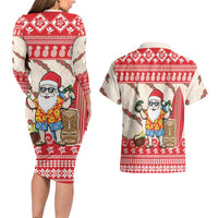 Hawaii Christmas Six Seven Couples Matching Long Sleeve Bodycon Dress and Hawaiian Shirt Mele Kalikimaka Funny Santa 67 Gen Alpha Slang - Polynesian Pride