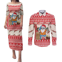 Hawaii Christmas Six Seven Couples Matching Puletasi and Long Sleeve Button Shirt Mele Kalikimaka Funny Santa 67 Gen Alpha Slang LT14 Red - Polynesian Pride