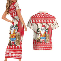 Hawaii Christmas Six Seven Couples Matching Short Sleeve Bodycon Dress and Hawaiian Shirt Mele Kalikimaka Funny Santa 67 Gen Alpha Slang - Polynesian Pride