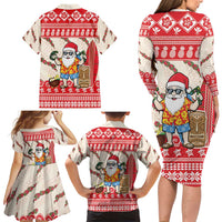Hawaii Christmas Six Seven Family Matching Long Sleeve Bodycon Dress and Hawaiian Shirt Mele Kalikimaka Funny Santa 67 Gen Alpha Slang - Polynesian Pride