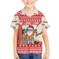 Hawaii Christmas Six Seven Family Matching Off Shoulder Maxi Dress and Hawaiian Shirt Mele Kalikimaka Funny Santa 67 Gen Alpha Slang - Polynesian Pride
