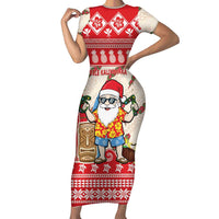 Hawaii Christmas Six Seven Family Matching Short Sleeve Bodycon Dress and Hawaiian Shirt Mele Kalikimaka Funny Santa 67 Gen Alpha Slang - Polynesian Pride