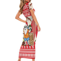Hawaii Christmas Six Seven Family Matching Short Sleeve Bodycon Dress and Hawaiian Shirt Mele Kalikimaka Funny Santa 67 Gen Alpha Slang - Polynesian Pride