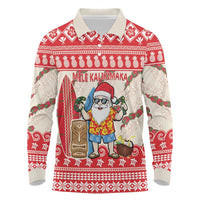 Hawaii Christmas Six Seven Long Sleeve Polo Shirt Mele Kalikimaka Funny Santa 67 Gen Alpha Slang - Polynesian Pride