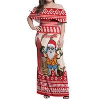Hawaii Christmas Six Seven Off Shoulder Maxi Dress Mele Kalikimaka Funny Santa 67 Gen Alpha Slang - Polynesian Pride